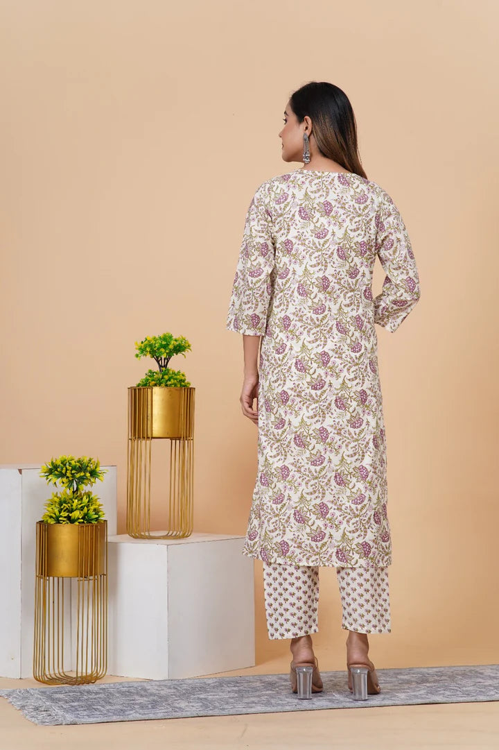 Kurti with pant Sets (Purple)