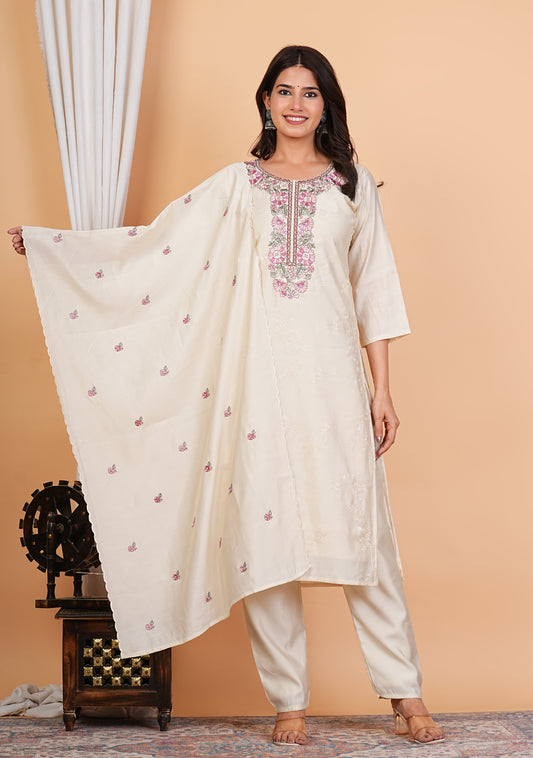 CREAM KURTA SET