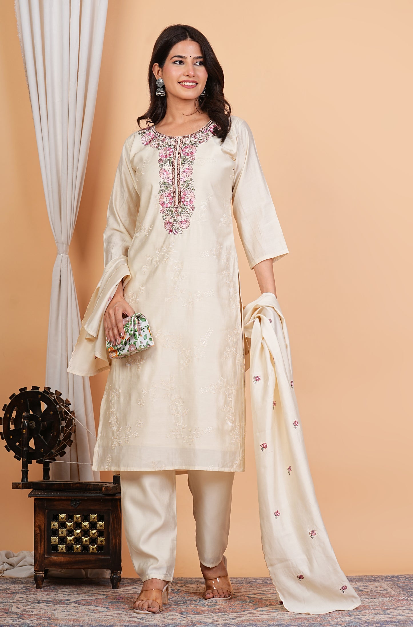 CREAM KURTA SET