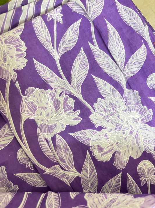 Anarkali Printed Kurta with Palazzo & Dupatta PURPLE